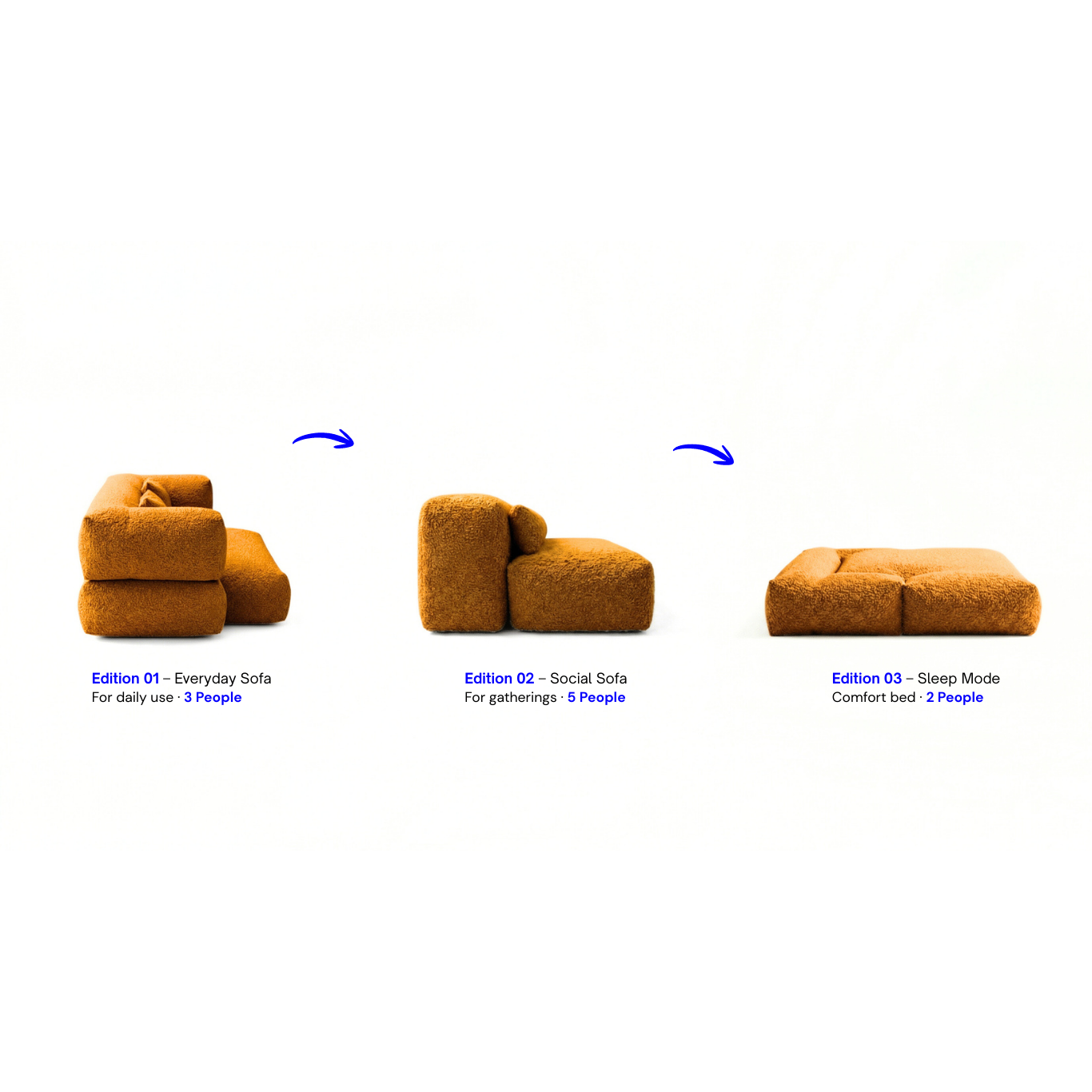 3 in 1 Bed Sofa | Bouclé